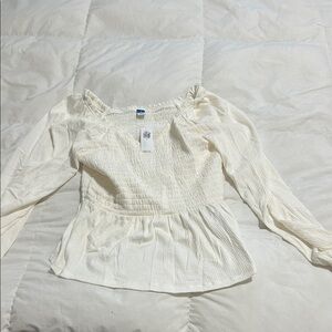 Old Navy Cream Smocked Women's Blouse